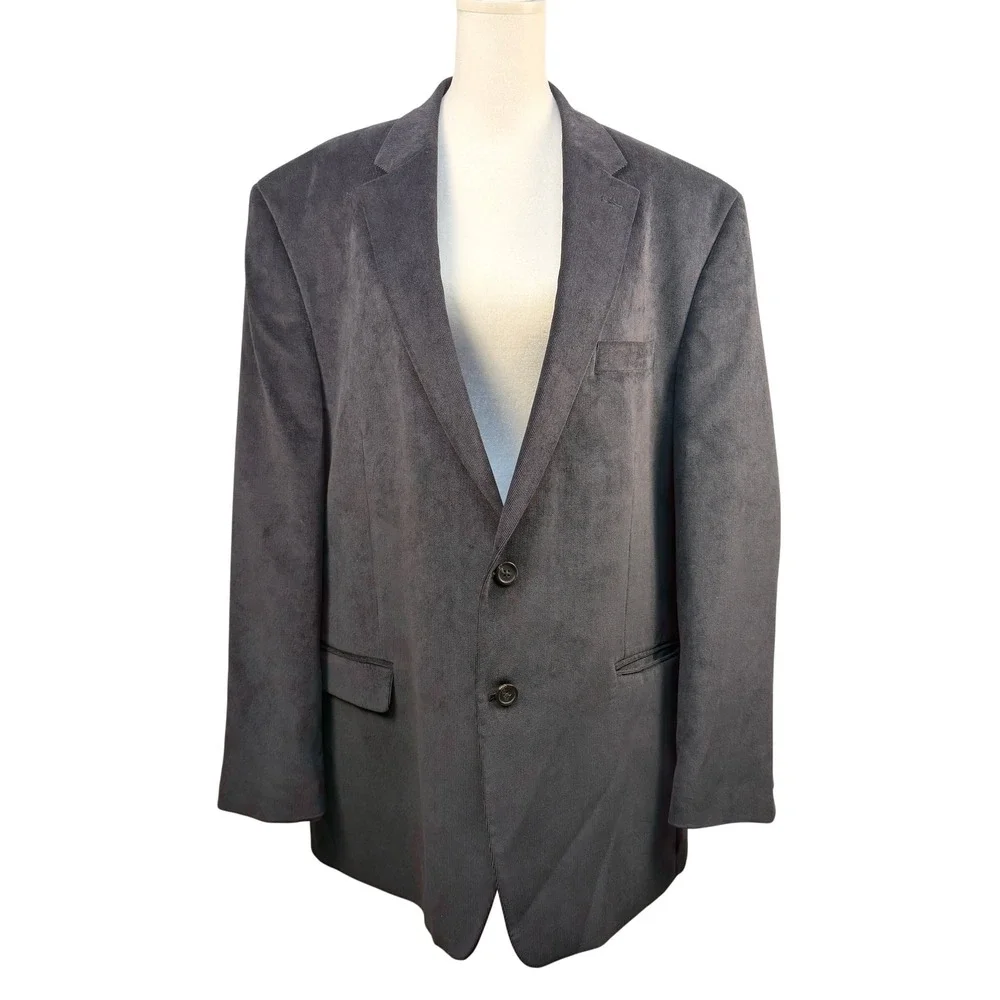 Mens Dark Gray Corduroy‎ Chaps Blazer Size 46R